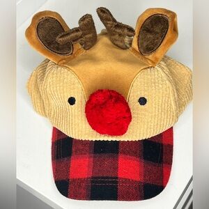 Mud Pie - Toddler Rudolph Hat with Black and Red Plaid